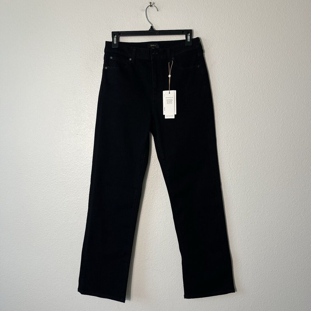 NEW Quince Bella Stretch High Rise Straight Jeans In Black Size 29 Ankle Length - Picture 4 of 9